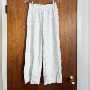 Abercrombie & Fitch White Linen-Blend Pants